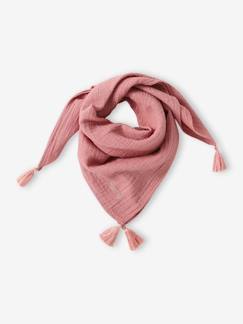 Niña-Accesorios-Gorros, bufandas, guantes-Pañuelo fular liso personalizable con borlas de algodón orgánico para niña