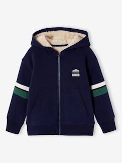 -Sudadera con capucha y cremallera con forro sherpa para niño