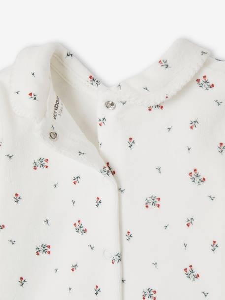 Pijama 2 prendas de terciopelo con flores para bebé crudo 