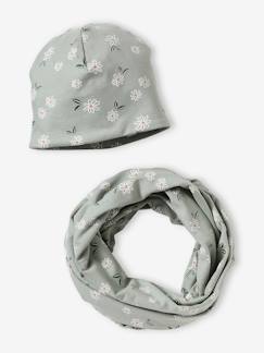 Conjunto con estampado de flores para niña: gorro + snood