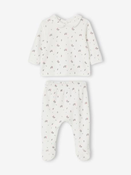Bebé-Pijamas-Pijama 2 prendas de terciopelo con flores para bebé