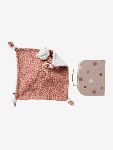 Estuche con doudou y sonajero rosa 