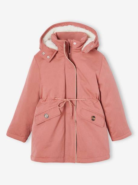 Parka 3 en 1 niña parka + chaleco azul índigo+rosa viejo 