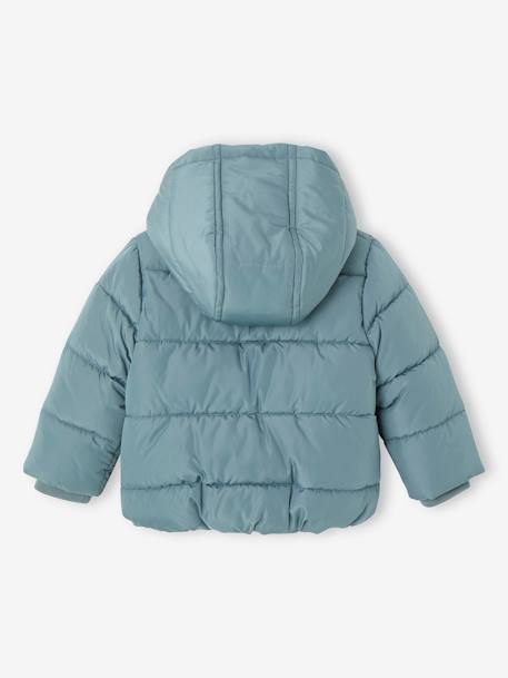 Chaqueta acolchada con capucha y forro de punto polar para bebé azul grisáceo 