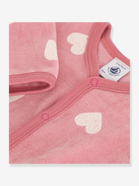 Pijama de terciopelo estampado corazón para bebé PETIT BATEAU rosa estampado 