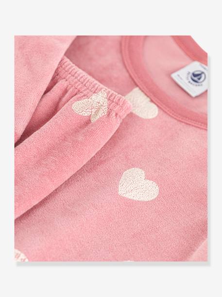 Pijama corazón de manga larga PETIT BATEAU rosa palo 