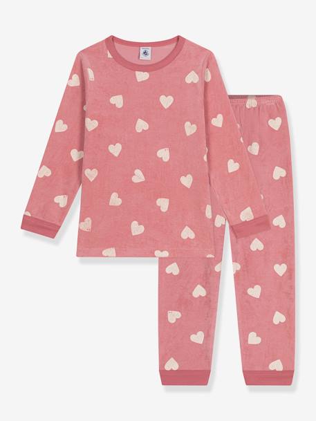 Pijama corazón de manga larga PETIT BATEAU rosa palo 