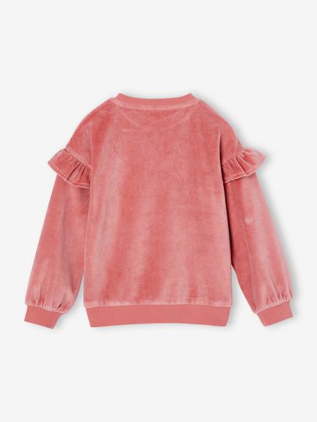 Sudadera con volantes de terciopelo motivo gato para niña rosa 