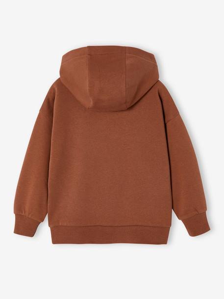 Sudadera con capucha y motivo en el pecho Basics niño avellana+gris oscuro 