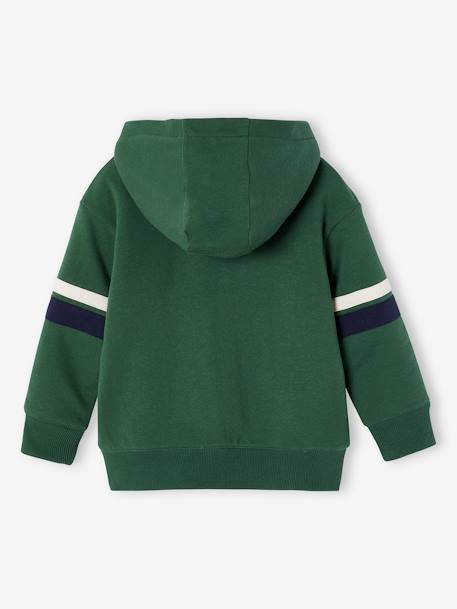 Sudadera con capucha y cremallera con forro sherpa para niño azul marino+gris oscuro+verde 