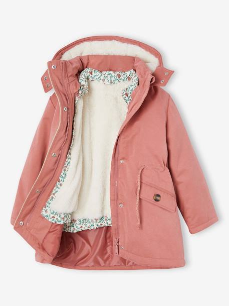 Parka 3 en 1 niña parka + chaleco azul índigo+rosa viejo 