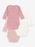 Pack de 3 bodies cruzados de manga larga PETIT BATEAU rosa palo 