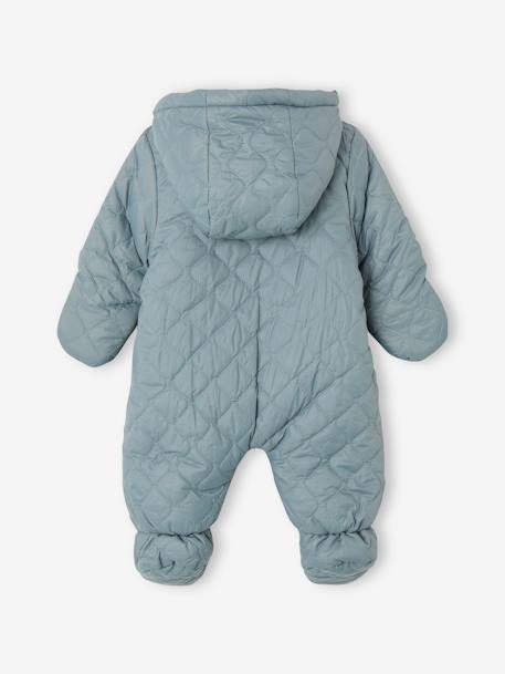 Buzo unisex acolchado con forro sherpa para bebé verde azulado 