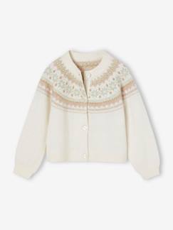 Chaqueta de jacquard con punto fantasía e hilo brillante para niña