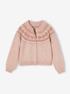 Chaqueta de jacquard con punto fantasía e hilo brillante para niña