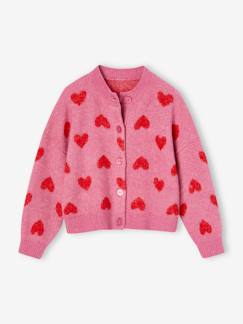 Niña-Jerséis, chaquetas de punto, sudaderas-Chaqueta jacquard con corazones para niña