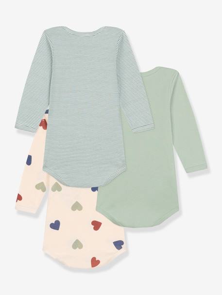 Pack de 3 bodies de manga larga PETIT BATEAU azul grisáceo 