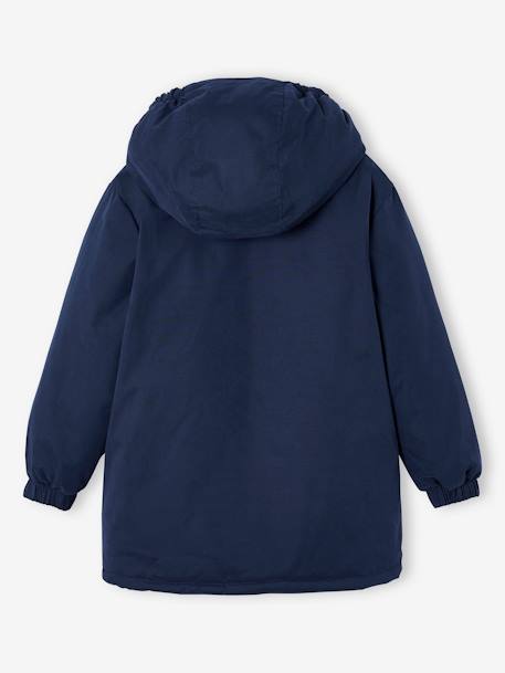 Parka con capucha y forro sherpa de camuflaje para niño azul oscuro 