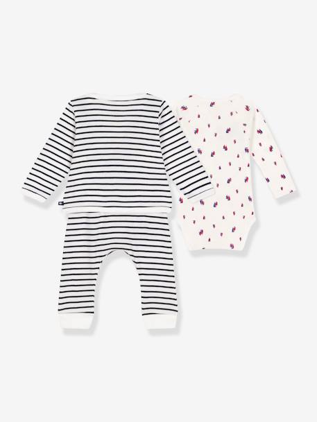 Conjunto de 3 prendas para bebé PETIT BATEAU rayas azul 