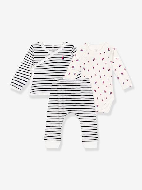 Conjunto de 3 prendas para bebé PETIT BATEAU rayas azul 