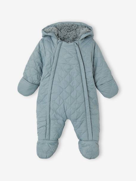 Buzo unisex acolchado con forro sherpa para bebé verde azulado 