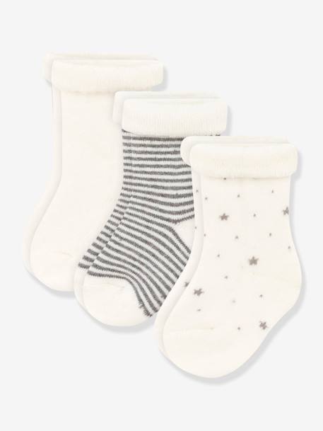 Bebé-Calcetines, leotardos-Pack de 3 pares de calcetines de punto tricot para bebé PETIT BATEAU