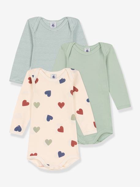 Pack de 3 bodies de manga larga PETIT BATEAU azul grisáceo 