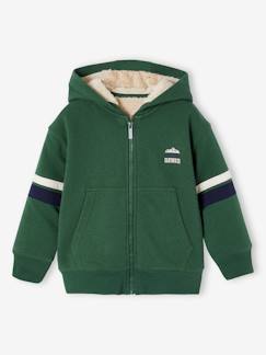 Ecorresponsables-Niño-Sudadera con capucha y cremallera con forro sherpa para niño