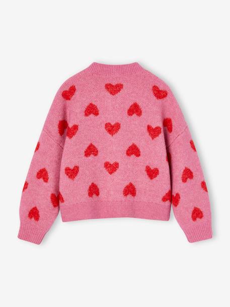 Chaqueta jacquard con corazones para niña rosa viejo 