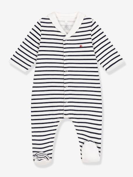 Pijama de tejido túbico PETIT BATEAU rayas azul marino 