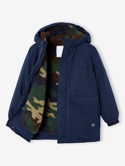 Niño-Abrigos y chaquetas-Parka con capucha y forro sherpa de camuflaje para niño