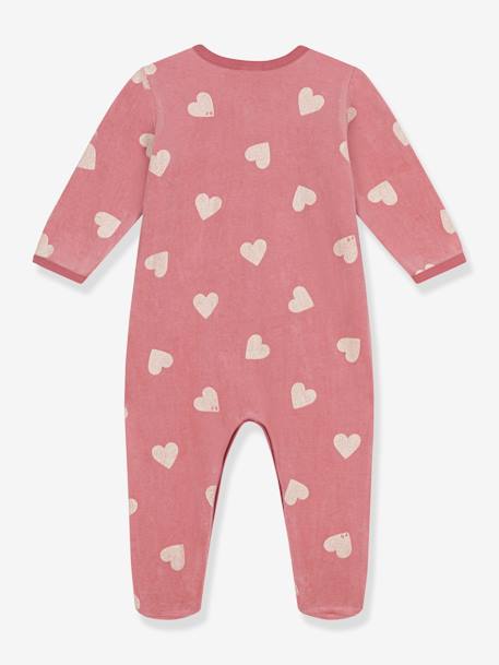 Pijama de terciopelo estampado corazón para bebé PETIT BATEAU rosa estampado 