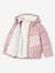 Chaqueta acolchada con capucha colorblock para niña malva 