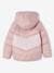 Chaqueta acolchada con capucha colorblock para niña malva 