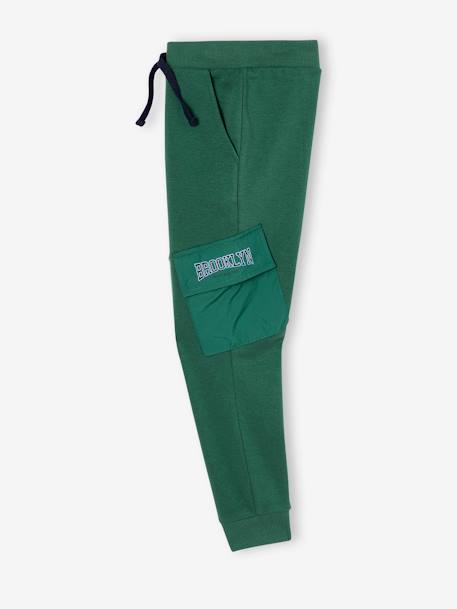 Pantalón jogging de deporte con bolsillos con solapa para niño azul oscuro+verde 