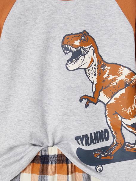 Pijama dinosaurio a cuadros de franela para niño caramelo 