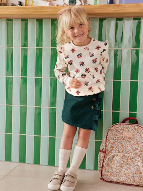 Falda-short de pana con efecto cruzado para niña rojo+rosa+verde azulado+verde inglés 