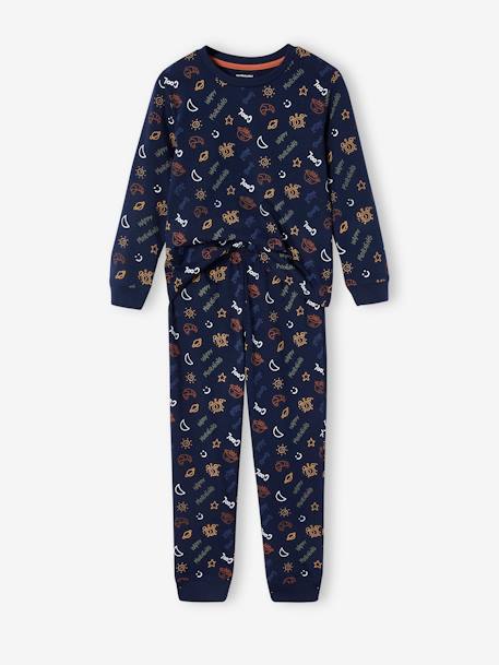 Pijama ''Good night' con motivos fosforescentes de punto para niño azul marino 