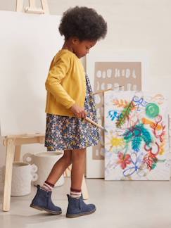 -Conjunto de cárdigan y vestido estampado de flores, para niña