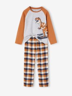 Niño-Pijamas -Pijama dinosaurio a cuadros de franela para niño