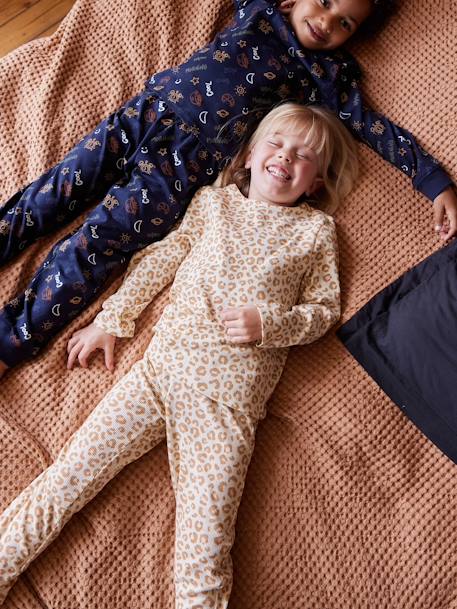 Pack de 2 pijamas de canalé para niña beige 