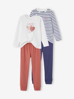 Niña-Pijamas-Pack de pijamas con corazones para niña
