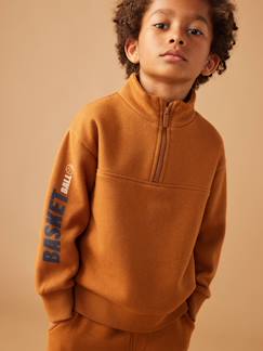 Niño-Jerséis, chaquetas de punto, sudaderas-Sudadera cuello alto deportiva con motivo baloncesto en la manga niño