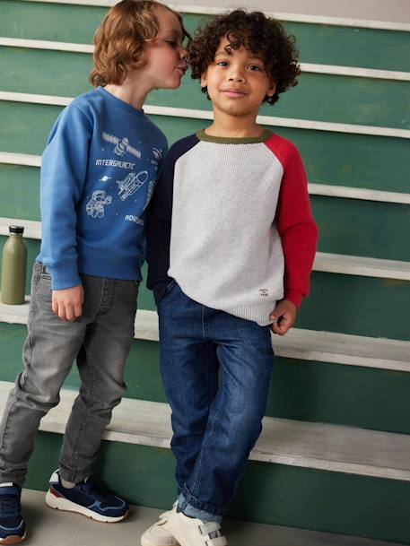 Jersey con efecto «colorblock» para niño crudo+gris jaspeado 