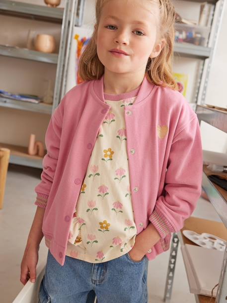 Chaqueta estilo teddy de felpa para niña rosa viejo 