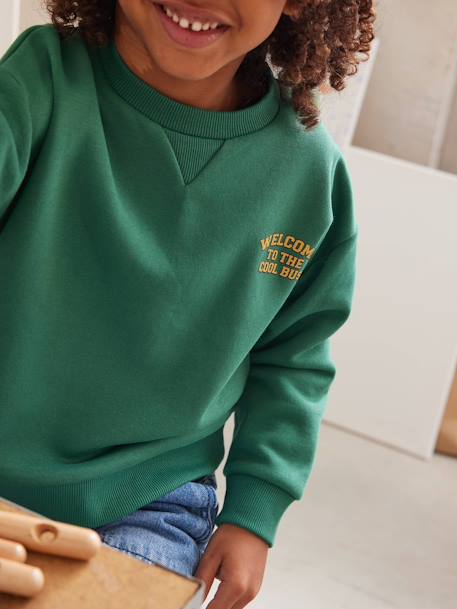 Sudadera niño con motivo grande school bus en la espalda verde 