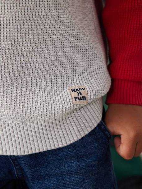 Jersey con efecto «colorblock» para niño crudo+gris jaspeado 