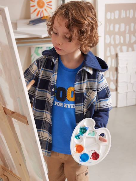 Camisa dos tejidos efecto 2 en 1 niño azul marino 