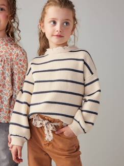 Niña-Jerséis, chaquetas de punto, sudaderas-Jerséis de punto-Jersey con forma «loose» y cuello fantasía para niña