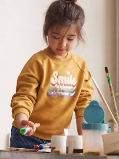 Niña-Jerséis, chaquetas de punto, sudaderas-Sudaderas-Sudadera motivo smile de rizo para niña